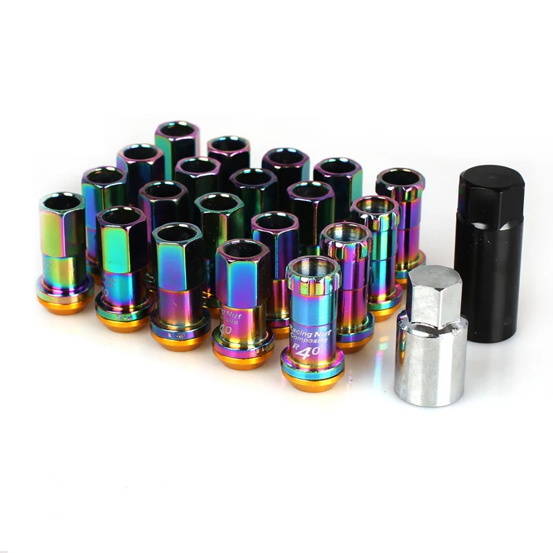 

New R40 Style 44mm Wheel Nuts Steel M12x1.5/1.25 Racing Lug Nuts 20pcs lock racing lug nuts + 2 set security key