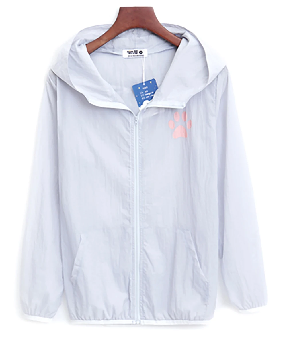 

Lovely cat cosplay White REBUS Tee Tops long sleeve hoodie Lovely Sun protection