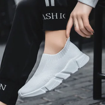 

Men Shoes Breathable Air Mesh Slip On Casual Shoes For Men Light Weight Comfort White Shoes Outdoor Walking Sneakers Men