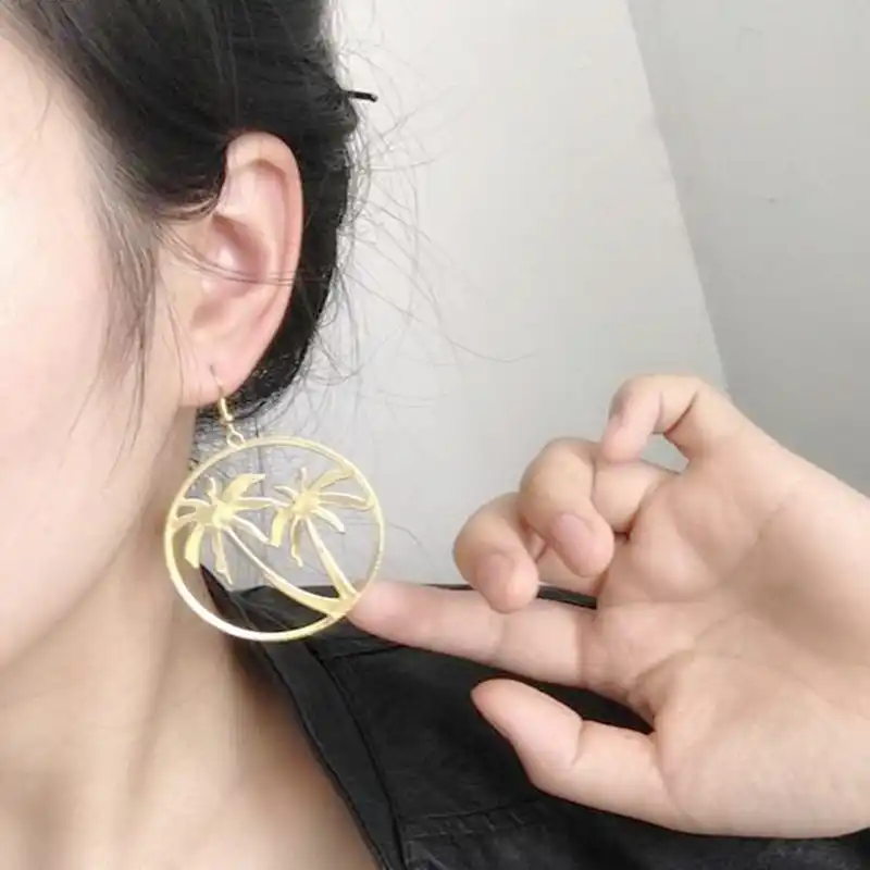 Женские сережки с полыми листьями в форме круга 4ED89|earrings earring|leaf earear earrings |