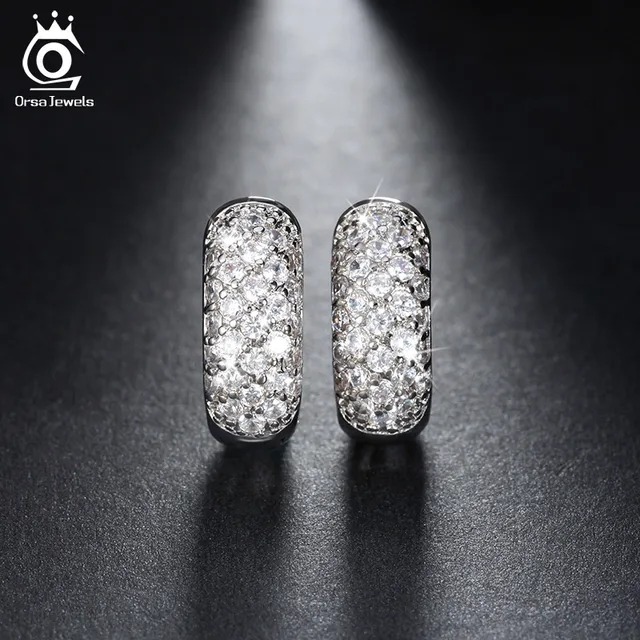 Orsa Jewels Luxury Small Circle Austrian Clear Cz Earring For Women Orsa Jewels Luxury Small Circle Austrian Clear Cz Earring For Women Fashion Party Elegant Stud Earrings
