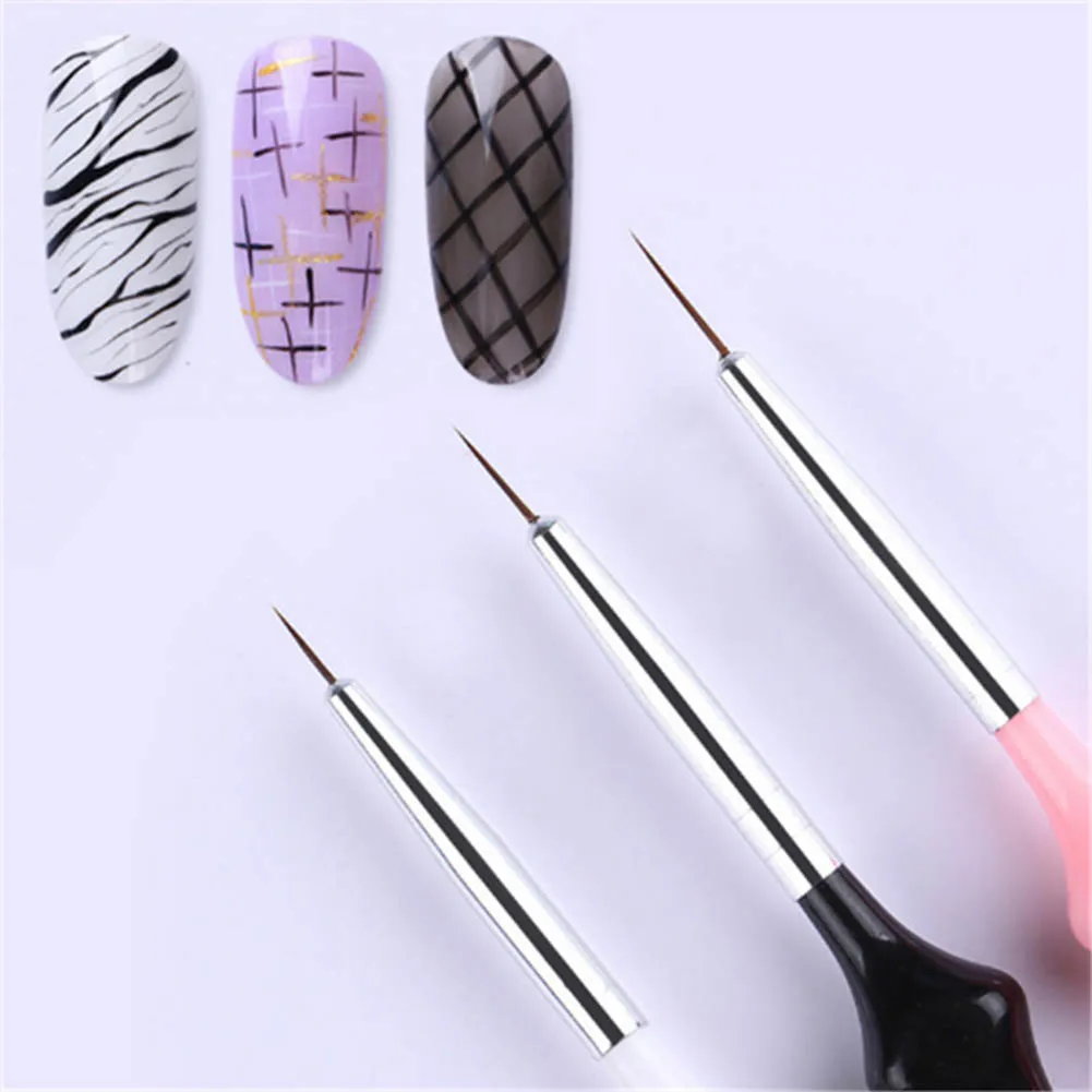 

3pcs Nail Art Liner Painting Pen 3D DIY Acrylic UV Gel Brushes Drawing Kit Flower Line Grid Design Acrylic Nail Kit