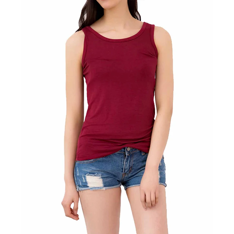 

AZUE Women's Basic Cami Solid O-neck Plus Size L-7XL Summer Stretchy Slim White Wide Shoulder Straps Tank Tops