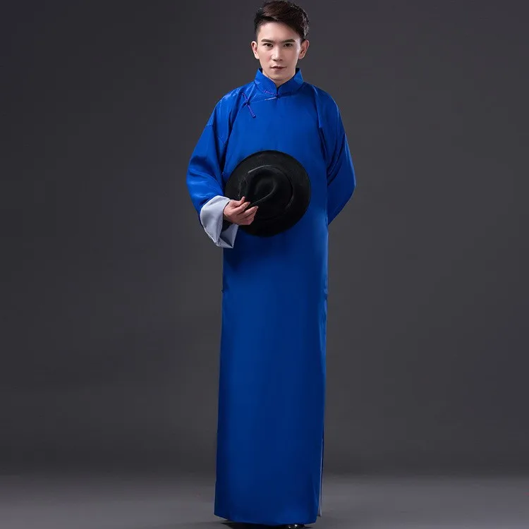 Черные старинные мантии мужчины 4 мая Республика Китай студентов учат кунг-фу платье перекрещивание платье Mr одежда халат для мужчин