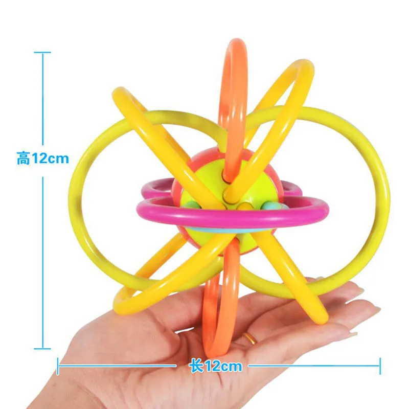 0-12 месяцев Детские игрушки мяч прорезыватель погремушки развивать ребенка разведки детские игрушки Пластик колокольчик погремушки красочные