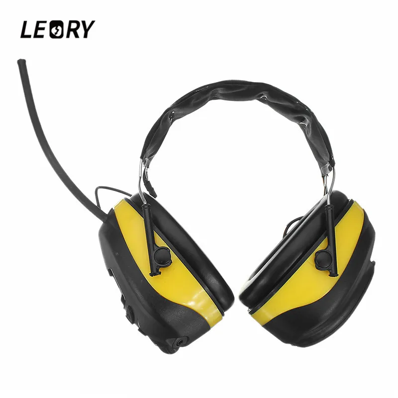 LEORY NRR 28dB Electronic Hearing Protector AM FM Radio Earmuffs Electronic Shooting Headset with LCD Display