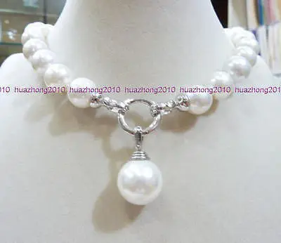 

FREE SHIPPING Charming AAA+ 12MM WHITE ROUND SOUTH SEA SHELL PEARL NECKLACE 18" ZY AAA style Fine Noble real Natural &