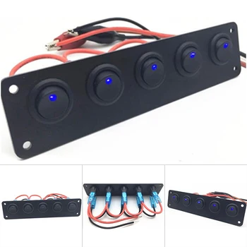 

New 1 Pcs 5 Gang Switch Panel Control with LED Light Durable Portable for Car Boat
