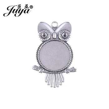 

JUYA 3pcs Antique Bronze/Silver Color Owl 25mm Cabochon Base Settings Pendant Blank Trays Round Stone Glass Cabochons DIY AD0186