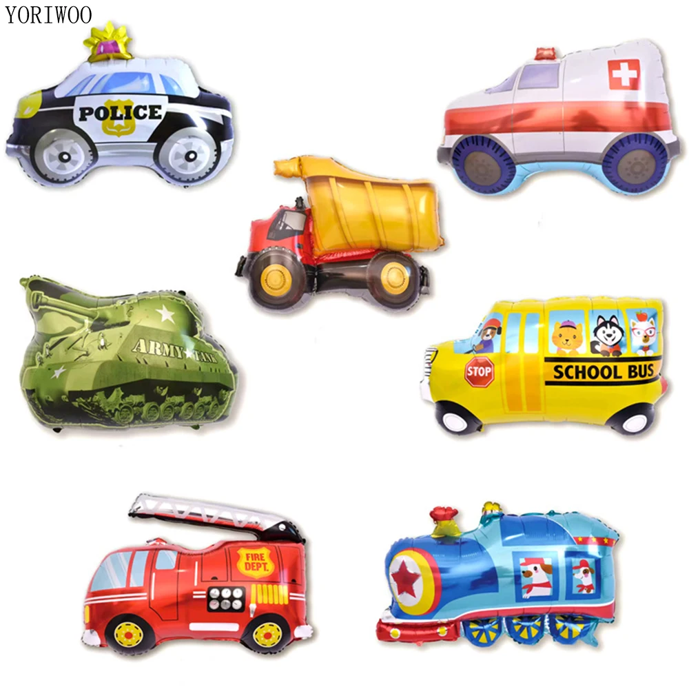 

YORIWOO Ambulance Balloons Cars Fire Truck Train Foil Balloons Air Children Birthday Party Decorations Kids Baby Shower Boy Gift