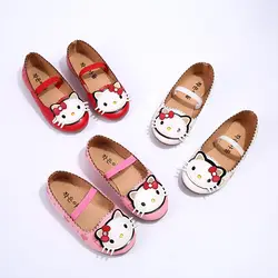 2018 лето-осень для маленьких девочек обувь принцессы обувь для детей рисунок «Hello Kitty» сладкие дети тонкие туфли для девочек Повседневное