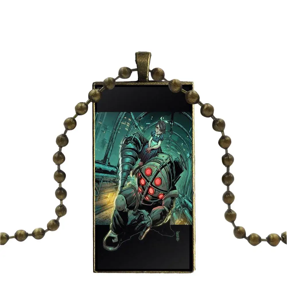 EJ glaze Bioshock Big Daddy для свадьбы модный стеклянный кабошон ожерелье женское бронзовое