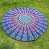 Chiffon Polyester 150cm Round Beach Towel Vacation Seaside Shawl Bath Towel Large Peacock tail printing Swimming Towel For Beach 3