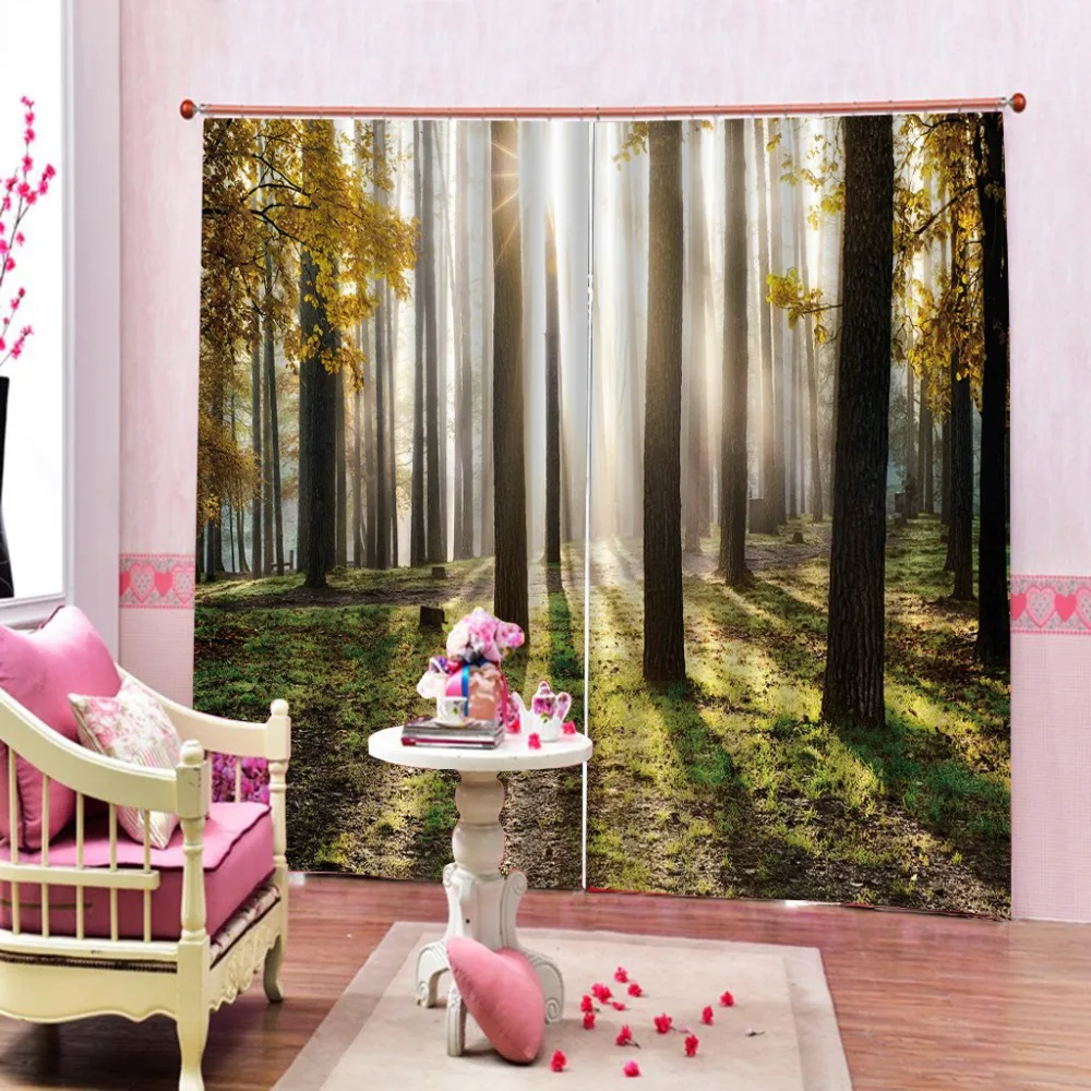 

customize 3D curtains Bedroom Living room kitchen Blackout Sunshine forest window the curtain