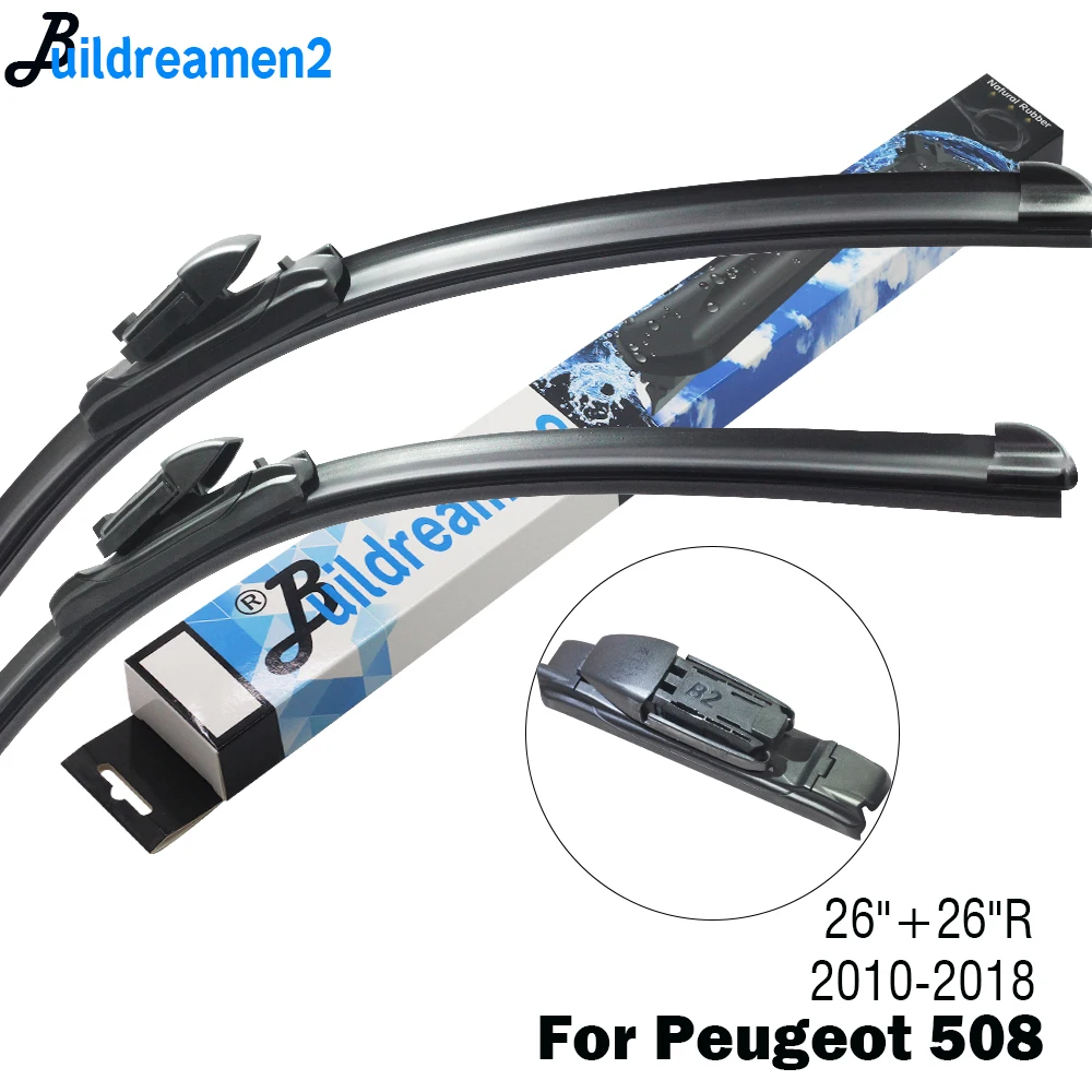 

Buildreamen2 Car Wiper Blade Rubber Windshield Wiper For Peugeot 508 Saloon / SW 2010-2018 Fit Push Button Arms