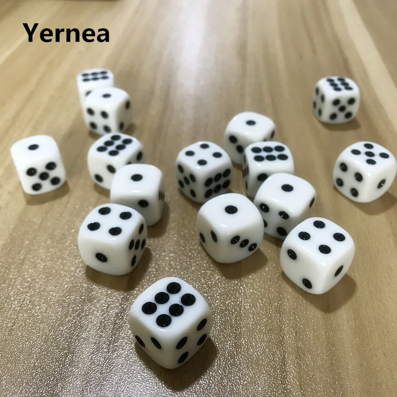 5Pcs/Lot 16mm Drinking Dice Acrylic White Round Corner Hexahedron Dice Club Party Table Playing Games RPG Dice Set Yernea