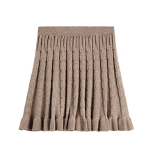 Pengpious Новая Модная трикотажная юбка для милых девочек Высокая талия вязать юбка с вытачками сплошной цвет осени зимы мини-юбка женские