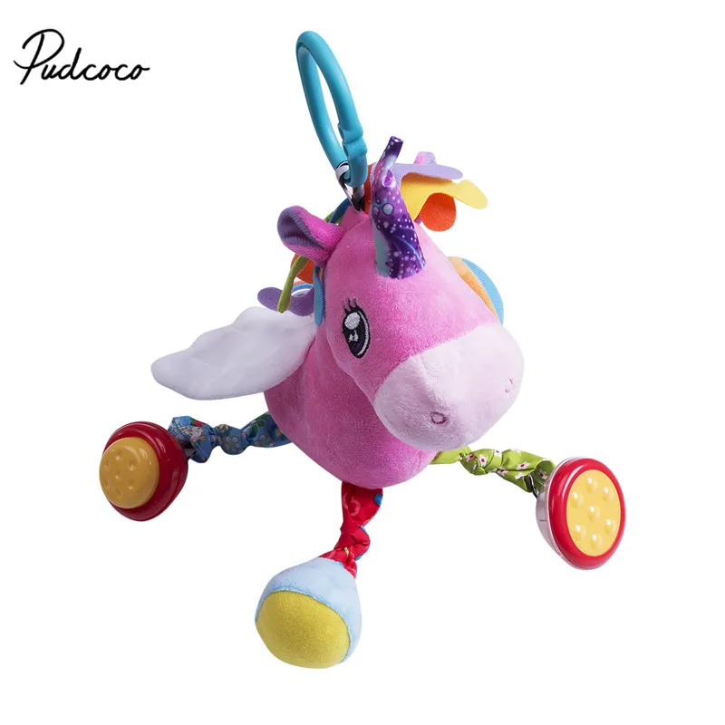 Unicorn Baby Kids Car Pram Handbell Crib Stroller Hanging Hand Bell Pendant Soft Toys Baby Rattles Toys