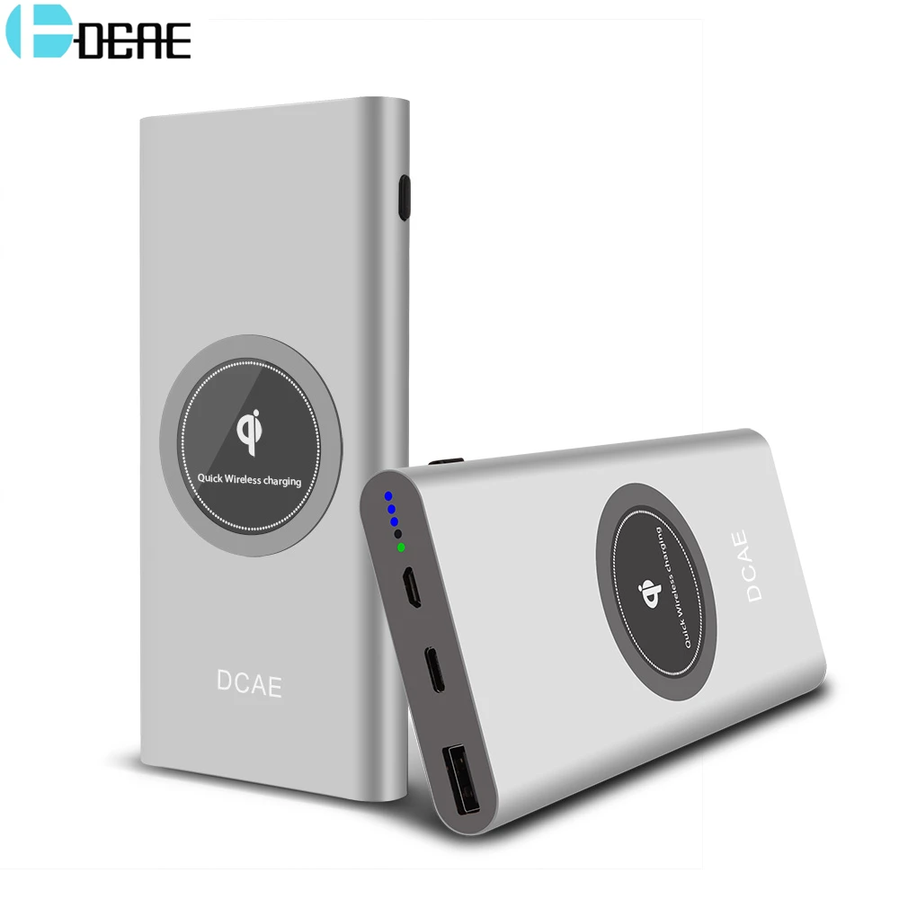 DCAE 10000mAh QI Wireless Charger Power Bank For iPhone X 8 Plus Portable LED font b