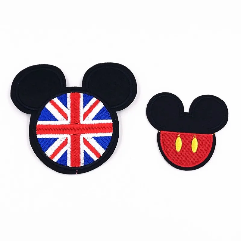 

2PCS Mickey Head flag Iron on Embroidered Clothes Patches For girls Boys Badges Stickers Garment Apparel Accessories