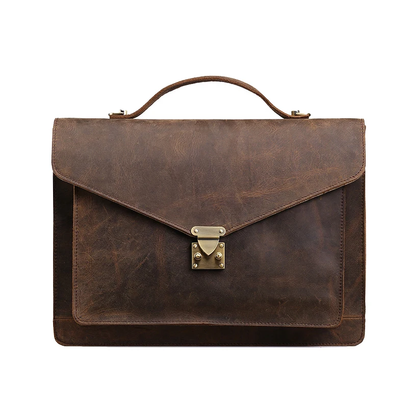 Высококачественный винтажный мужской портфель из натуральной кожи Crazy Horse для