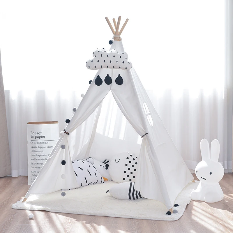Tienda de lona Tipi niños tienda de campaña india princesa Casa de juego interior simulada Camping bebé habitación decoración regalo de cumpleaños - 1