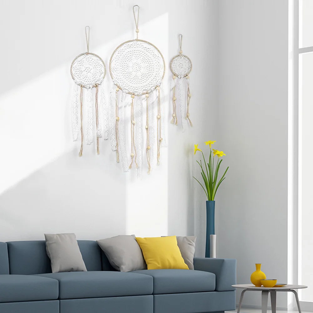 3 unids/set atrapasueños hechos a mano estilo indio tejido pared colgante decoración blanco atrapasueños boda fiesta colgante Decoración 3 unids/set atrapasueños hechos a mano estilo indio tejido pared colgante decoración blanco atrapasueños boda fiesta colgante Decoración