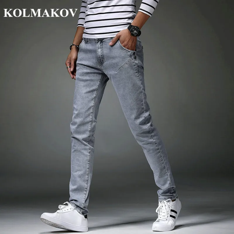 2019 новые Брендовые мужские джинсы kolmaov высококачественные длинные утепленные