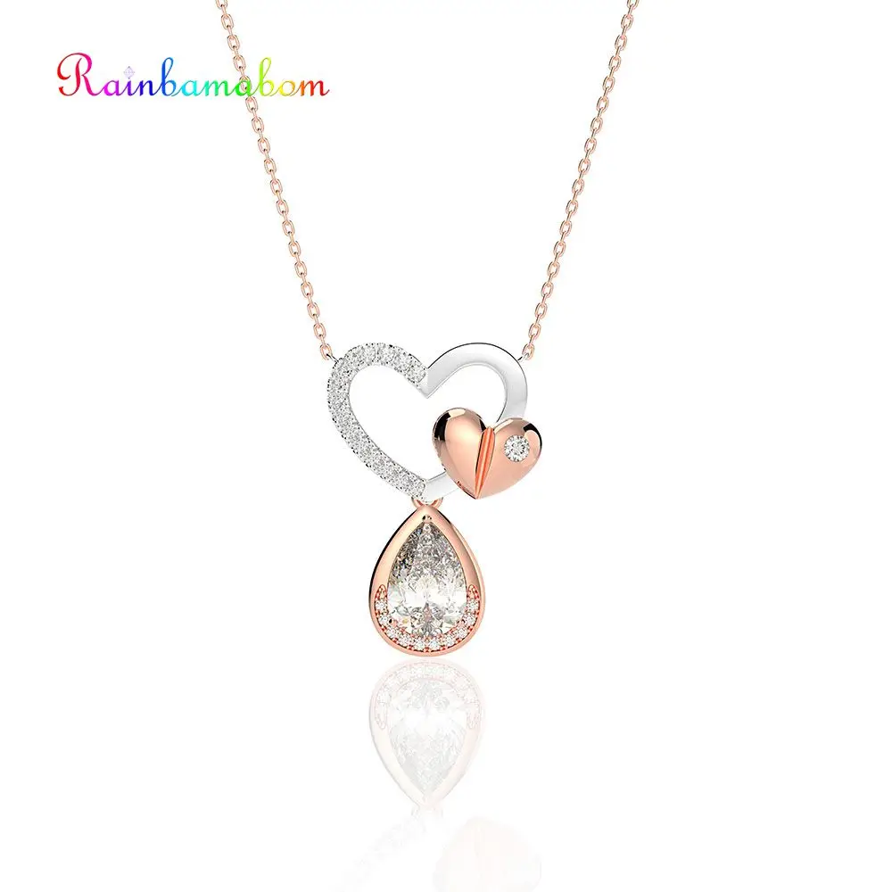 Rainbamabom 925 Solid Sterling Silver Created Moissanite Ruby Amethyst Gemstone Rose Gold Pendant Necklace Jewelry Wholesale | Украшения и