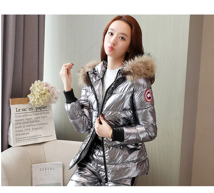 Теплые женские новые зимние хлопковые брюки с коротким воротником перьями