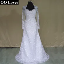 QQ Lover 2017 New Long Sleeves High Neck Mermaid Wedding Dress Custom-made Vestido De Noiva Bridal Gowns