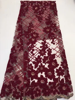 

JOYCE-5607 latest Nigerian Embroidered Lace Fabric with flower African French Lace Fabric with seqiuns