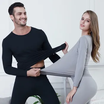 

BEFORW Autumn Winter Thermal Underwear Tmall Soft Sexy Lingerie Thin Lovers Men Women Winter Clothes Solid Breathable Long John