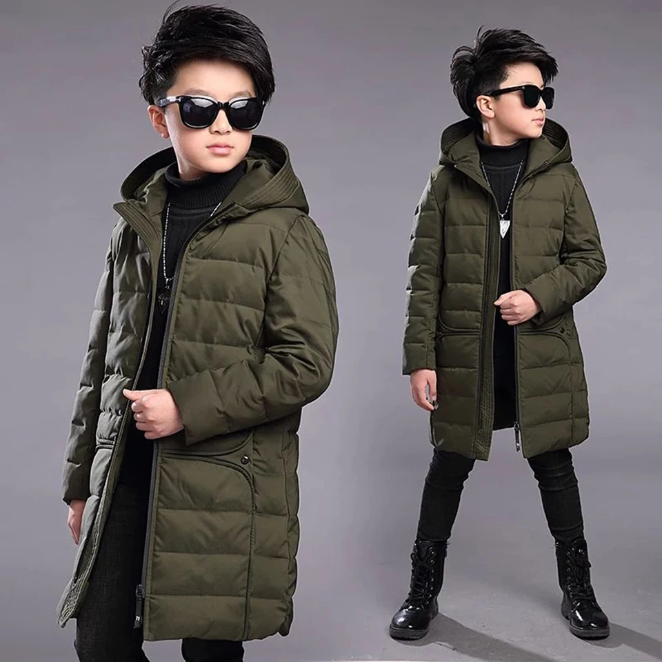 

New Baby Boys Parkas 2 Colors Hooded Down Coat Winter Children Warm Outerwear & Coats For Age 3T-13 Yrs Baby Boy Winter Clothes