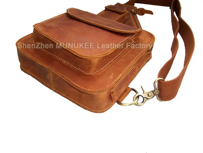 Винтаж Ретро Crazy Horse кожа Для мужчин сумка-мессенджер через плечо; сумка на одно плечо, женская сумка из натуральной кожи для Для мужчин Повседневное мешок коричневый M052