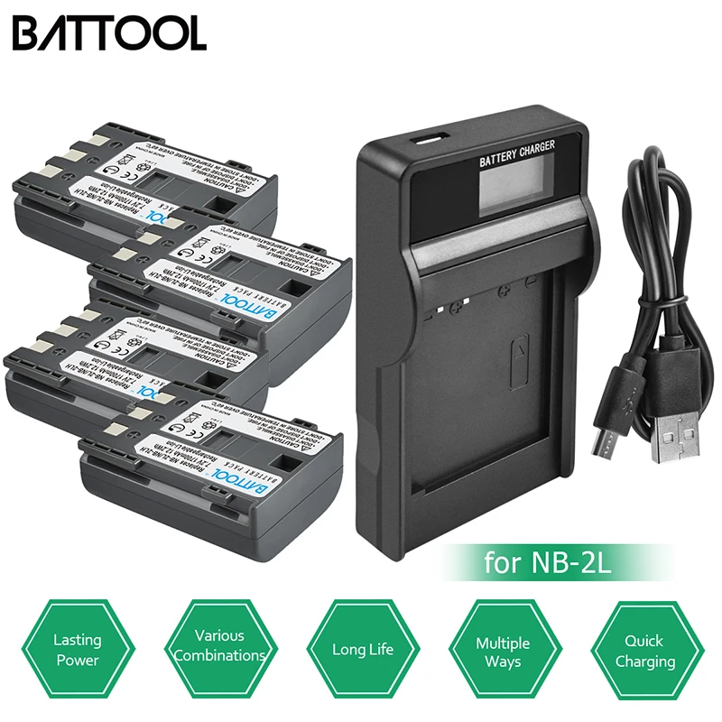 BATTOOL 4pcs 7.2V Batteries + LCD Charger EN-EL3e EN EL3e EL3a ENEL3e for Nikon D300S D300 D100 D200 D700 D70S D80 D90 D50 L10 |