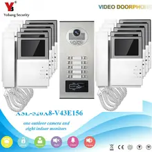 YobangSecurity Video Intercom 4.3 Inch Video Door Phone Doorbell Intercom System RFID Access Door Camera For 10 Unit Apartment