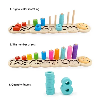 

Colorful Children Preschool Teaching Kids Counting Stacking Board Wooden Montessori Math Toy Learning Educational Toys