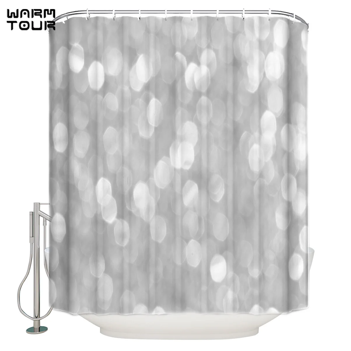 

WARMTOUR Shower Curtain Bright And Shining Extra Long Fabric Bath Shower Curtains Bathroom Decor with Hooks
