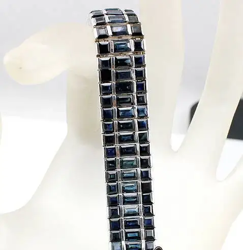 Qi Xuan_Fashion Jewelry_Dark синий камень роскошные женские Bracelets_s925 чистого серебра темно-синий Bracelets_Factory прямые продажи