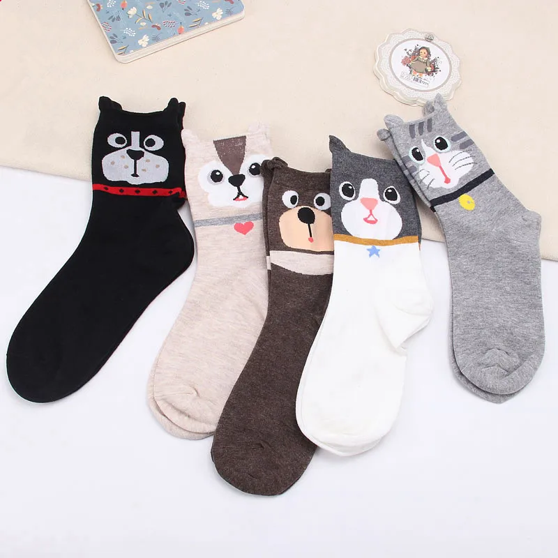 2017 Hot Sale New Design Cute Cartoon Cat Socks Women Cotton Socks