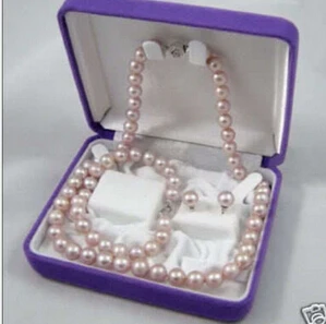 

huij 003724 NATURAL 7-8MM PURPLE freshwater PEARL NECKLACE BRACELET EARRING SET