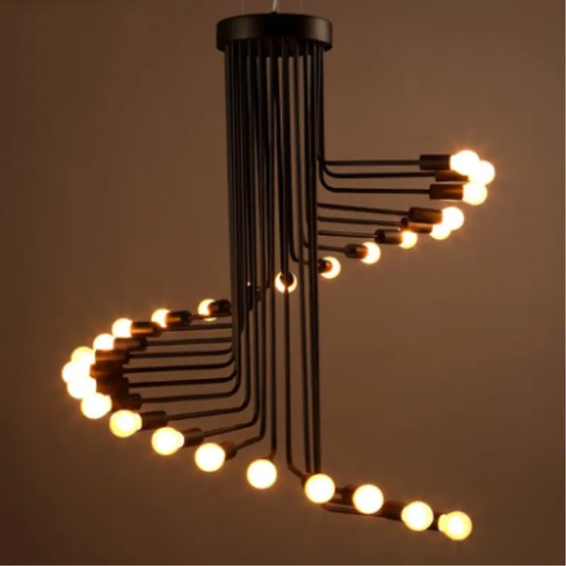 

26 / 36 Head American Country Loft Iron Dining Room Pendant light Retro Cafe Wrought Spiral Light Bar Lights Free Shipping