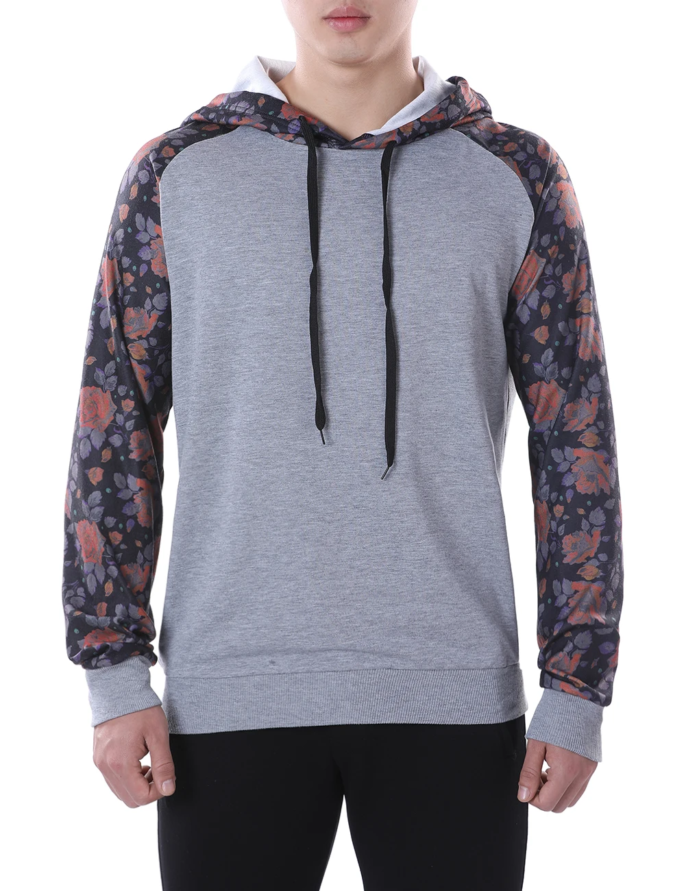2018 Fashion Hoodies Men Floral Hip Hop Mens Brand Patchwork hooded
