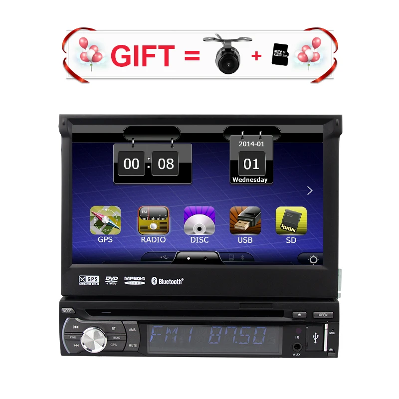 Single 1 Din 7" Universal Touch screen Car DVD Player With GPS Navi Autoradio Stereo Audio TV Bluetooth FREE MAPS | Автомобили и