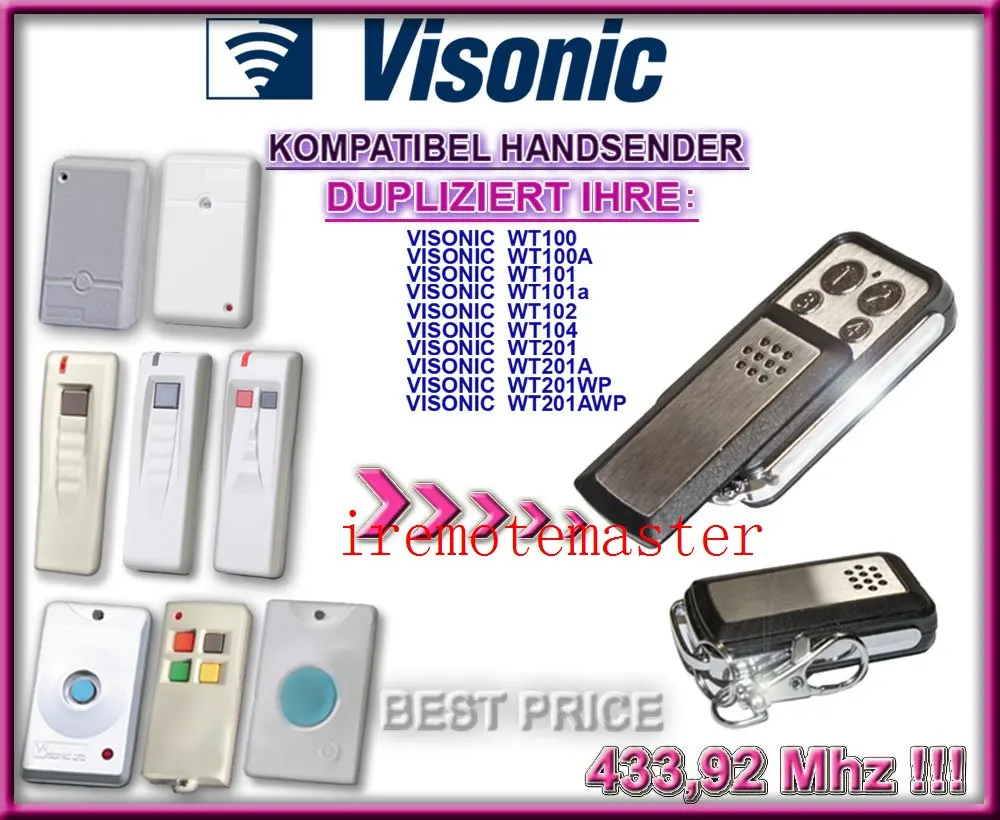 

Visonic transmitter wt100,wt100a,wt101,wt101a replacement remote
