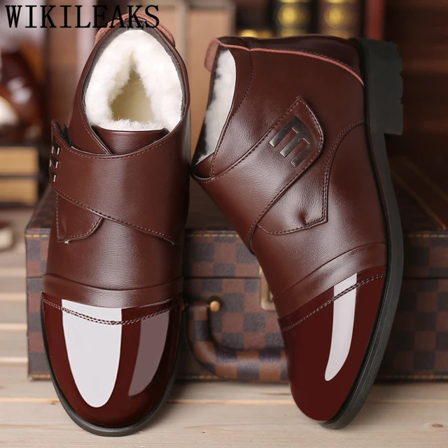 Dad warm winter shoes men short ankle boots men black brown man shoes