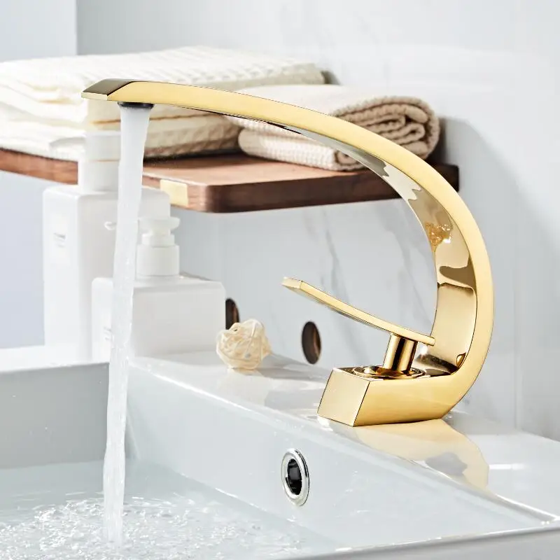 Kaufen Tuqiu Becken Wasserhahn Gold Bad Waschbecken Mischbatterie Messing waschbecken Wasserhahn Einzigen Griff Einzigen Loch Kran Für Bad 8 farben