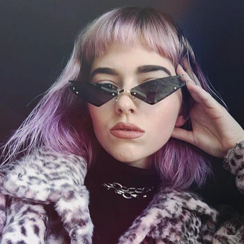 

2019 New Fashion Cat Eye Sunglasses Women Small Luxury Brand Designer Cateye Sun Glasses For Men Female Mirror Shades UV400