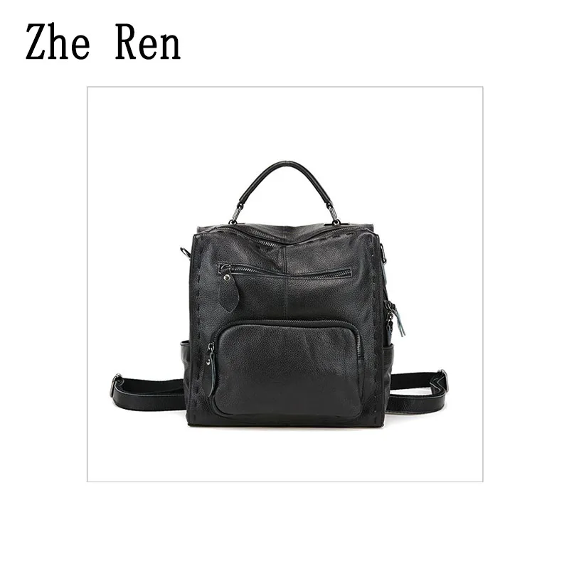 

New style Korean top layer cowhide student baackpack retro tour ladies multi-functional portable leather kankenbackpacks